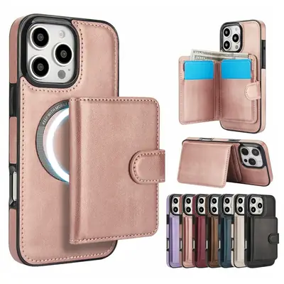 Magnetic Card Holder for iPhone 17 Pro Max Solid Color