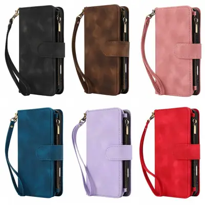 Red Crossbody Phone Case with Zipper Closure