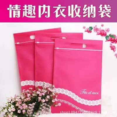 Rose Red Non-Woven Underwear Storage Bag with Zipper