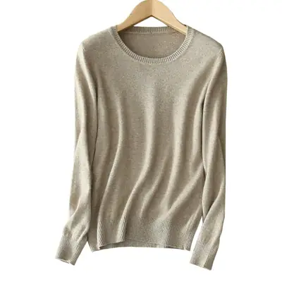 Women Knitted Sweater Solid Color Slim Fit