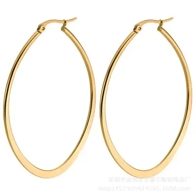 18K Gold Hoop Earrings for Women Large Size