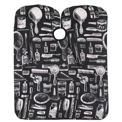 Black Printed Hair Salon Cloth for Barber & Cutting
