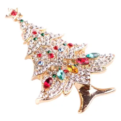 Blue Hao Rhinestone Christmas Tree Brooch for Men Women