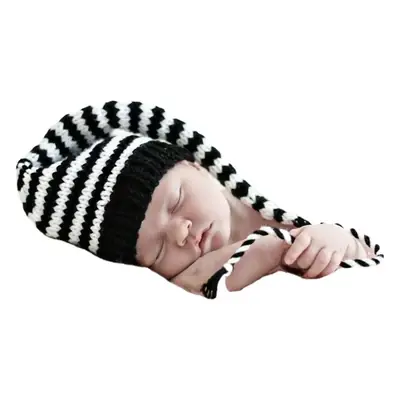 Newborn Knitted Hat with Long Tail Ball Decor
