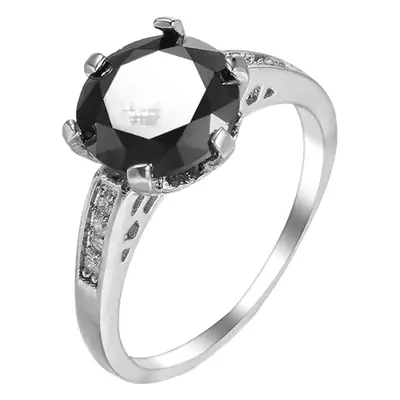 Black Zircon Ring Vintage Mid-Century Style for Women