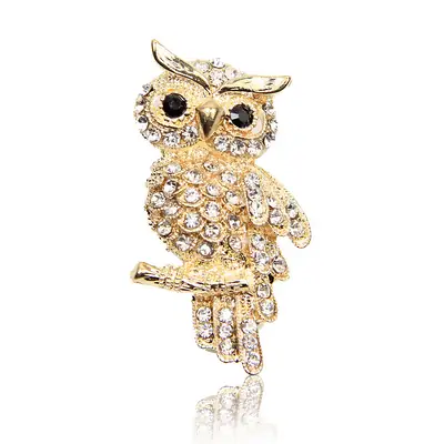 Full Diamond Owl Brooch Pin for Women