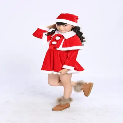 Christmas Santa Kids Costume Red Dance Party Wear