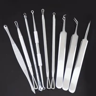 Stainless Steel Acne Needle Set 9 Pcs Blackhead Removal Tool