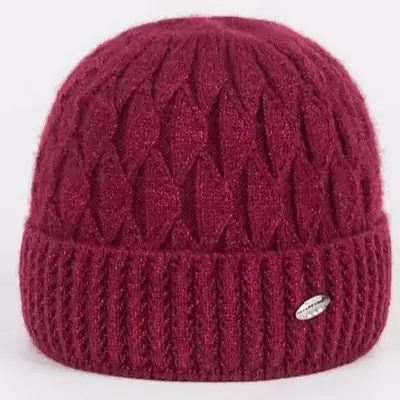 Women's Knitted Winter Hat Pink Thick Wool