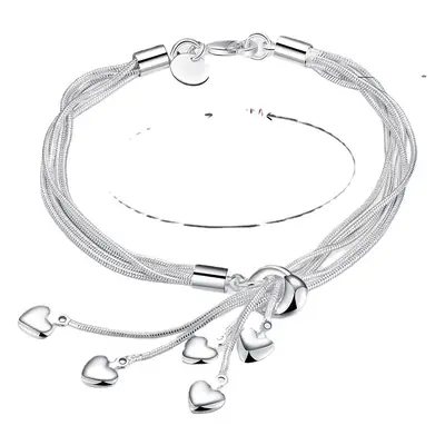 Silver Plated Tai Chi Tassel Heart Bracelet for Women