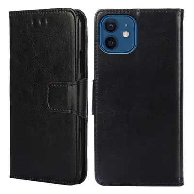 Black Leather iPhone 17 Pro Phone Case with Crystal Pattern