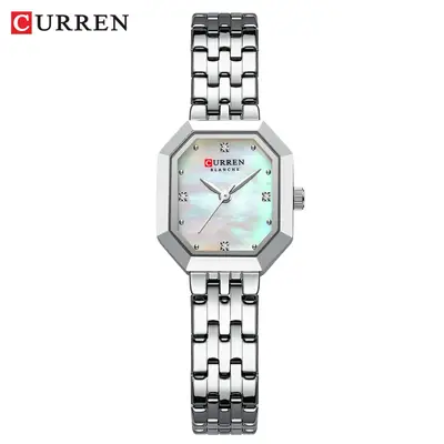 Gold Women's Quartz Watch with Green Dial & Steel Band