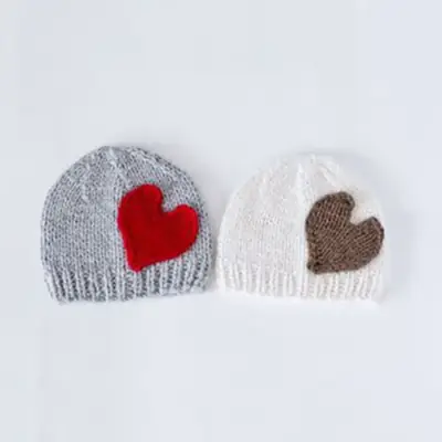 Red Heart Knitted Wool Hat for Girls