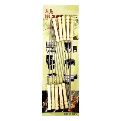 Stainless Steel BBQ Skewers Wooden Handles