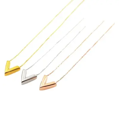 New three-dimensional V-shaped female necklace fashion jewelry women's titanium steel rose gold couple necklace jewelry wholesale