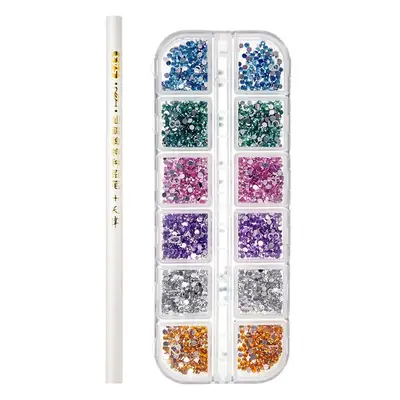 12 Color Acrylic Rhinestone Nail Art Set