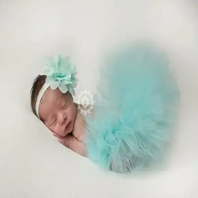 Newborn Pettiskirt Baby Rabbit Skirt Blue Studio Photography