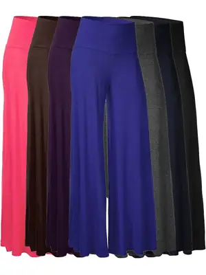 White Wide Leg High Waist Pants for Women