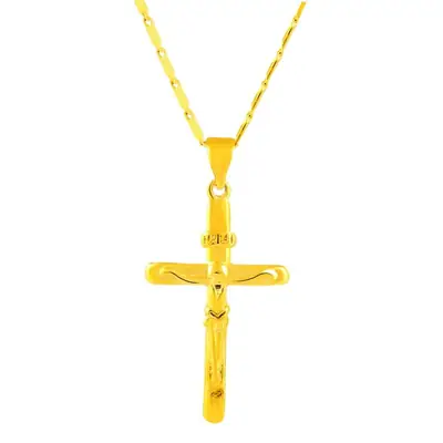 Gold Cross Necklace with Anti-Allergy Chain