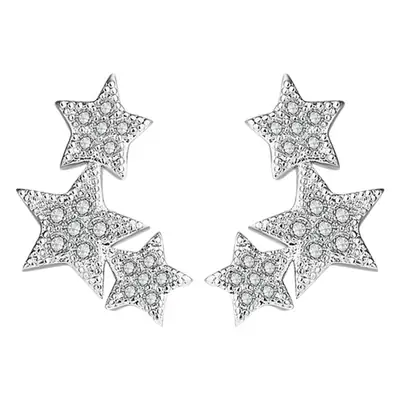 Women's Silver Plated Star Earrings with Micro-Ilaid Zircon