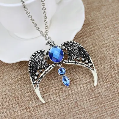 Lost Crown Pendant Necklace with Blue Stones