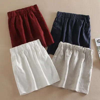 Korean Style Slim Fit Linen Short Skirt for Women