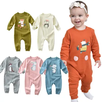 Baby Cotton Jumpsuit Yellow Cartoon Infant Romper