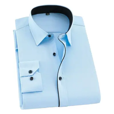 Plus Size Men White Slim Fit Shirt with Embroidered Logo
