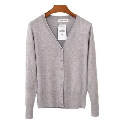 Women's Yellow Button Down Cardigan Long Sleeve Spring Autumn Wear