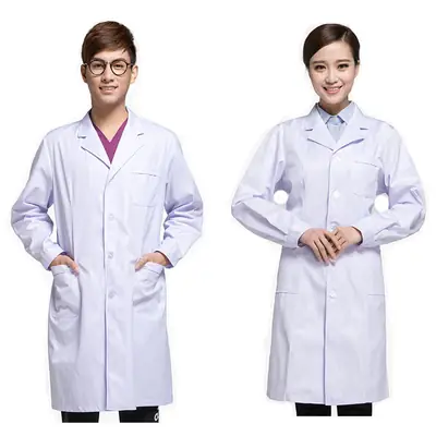 White Long-Sleeved Doctor's Coat for Men Women