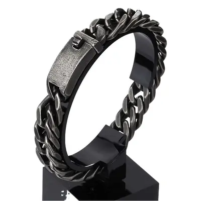 Men's Black Titanium Steel Chain Bracelet Set