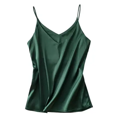 Green V-Neck Silk Camisole Women Plus Size Summer