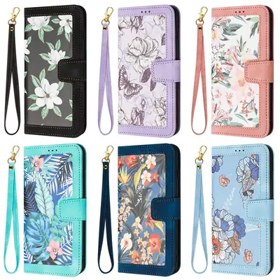 Tropical Print Leather Card Holder Phone Case