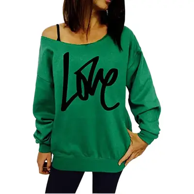 Women's Black LOVE Letter Long Sleeve Sweatshirt
