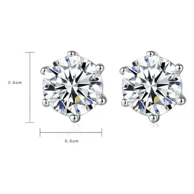 8 Heart Zircon Earrings Silver 5mm Wholesale