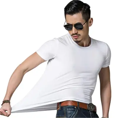 Men White Short Sleeve T-Shirt Cultural Design