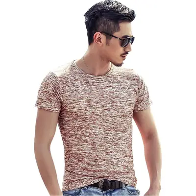 Men Grey Marbled Short Sleeve T-Shirt