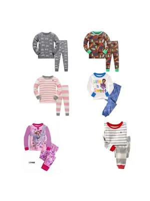 Baby Striped Cotton Pajamas Red Trim 8