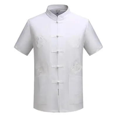 Red Chinese Tang Suit for Men Short Sleeve Hanfu Summer