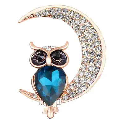 Cute Owl Crystal Brooch for Women