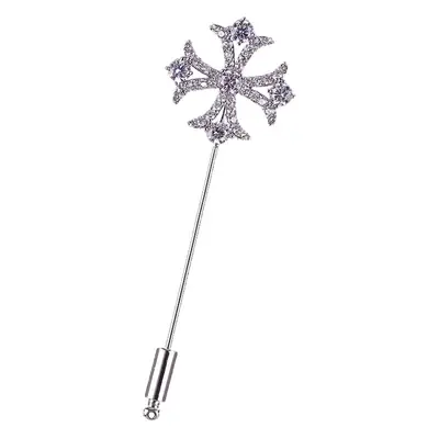 Crystal Cross Brooch Pin for Men with Zircon High Grade