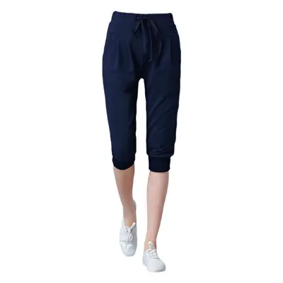 Women High-Waist Stretch Cropped Sports Pants Gray
