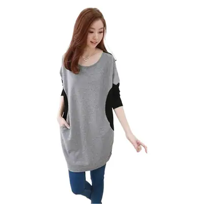 2024 Korean T-Shirt Long Sleeve Women Grey Black