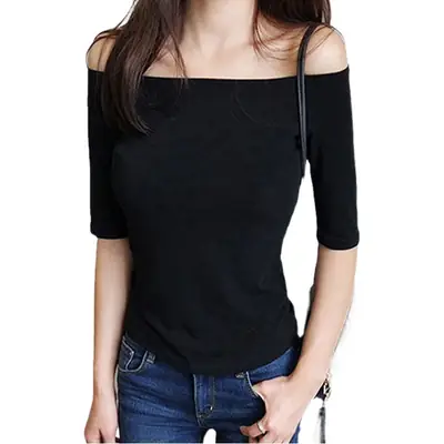 2022 Off-shoulder Combed Cotton T-Shirt Women