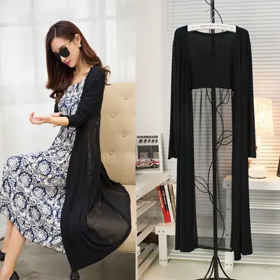 2016 Thin Long Travel Sunscreen Coat Modal Chiffon Stitching Slim Beach Cardigan
