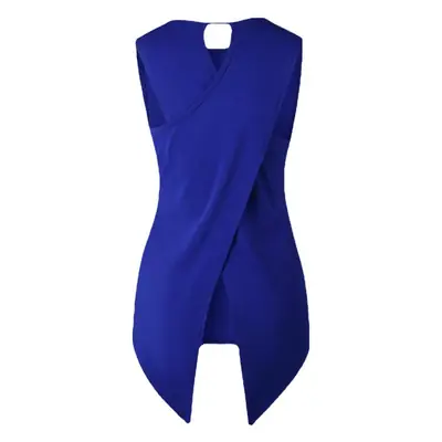 Blue Sleeveless Back Cross Swing Top for Women