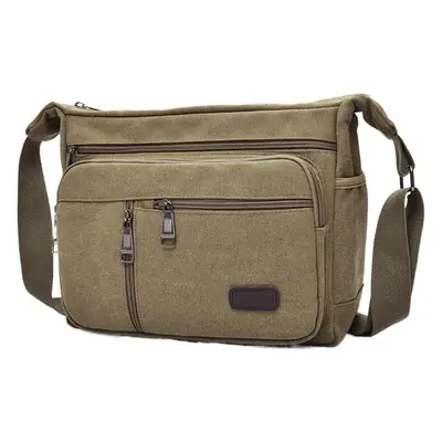 Men's Canvas Shoulder Bag Large Capacity Multi Layer Casual D7118
