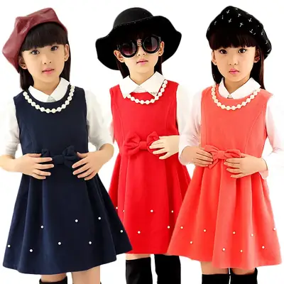 Red Vest and Skirt Set for Girls 2022 Spring Autumn