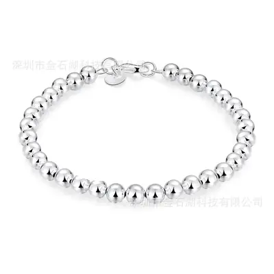 925 Silver Plated Buddha Bead Bracelet 6mm