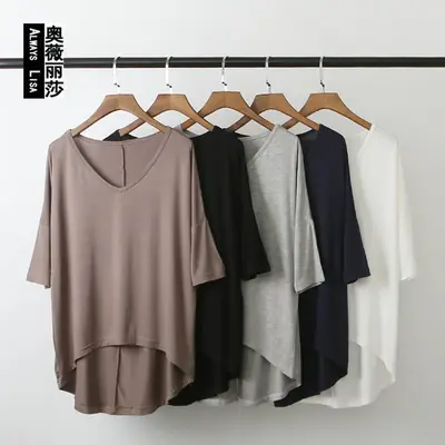 Summer New Korean Style Large V-Neck T-Shirt
